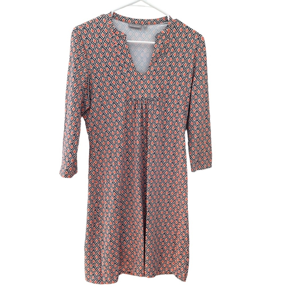 Ellie Kai Coral and Gray Geometric Dress Size 2- As Is